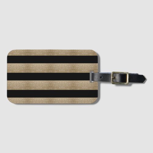 modern chic geometric black and gold stripes luggage tag