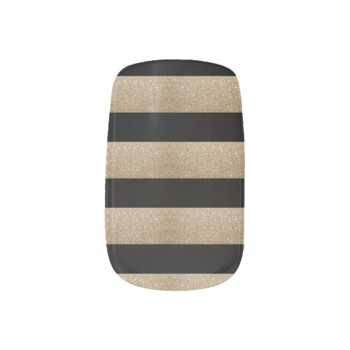 modern chic geometric black and gold stripes minx nail art