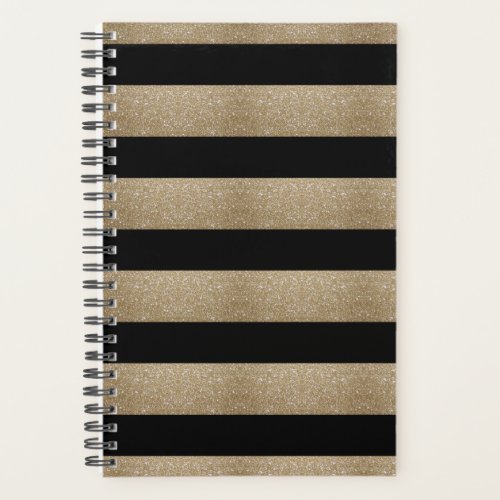 modern chic geometric black and gold stripes planner