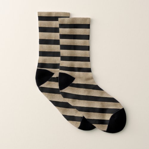 modern chic geometric black and gold stripes socks