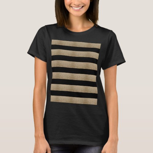 modern chic geometric black and gold stripes T_Shirt