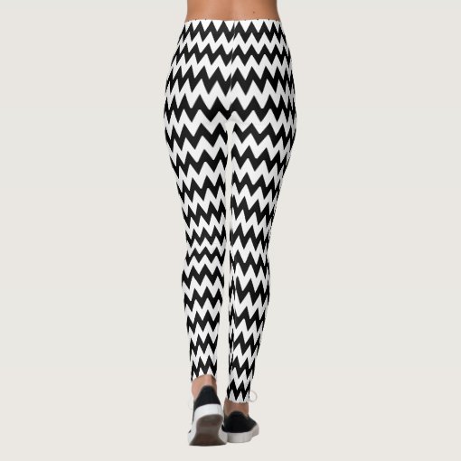 Modern Chic Geometric Black White Zig Zag Pattern Leggings | Zazzle