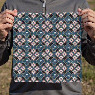 Modern Chic Geometric Floral Monogram Pattern Bandana