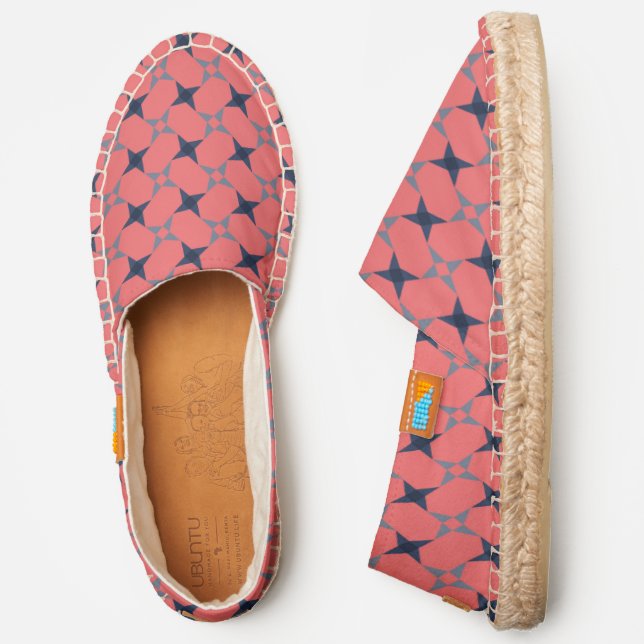 Modern Chic Geometric Pink Blue Pattern Espadrilles (Side)