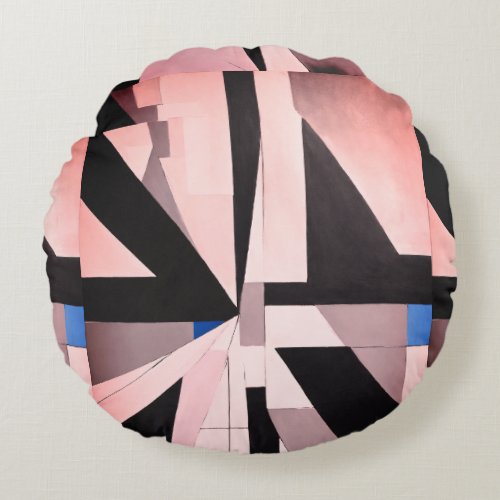 Modern Chic Geometric Print Brown Round pillow Round Pillow