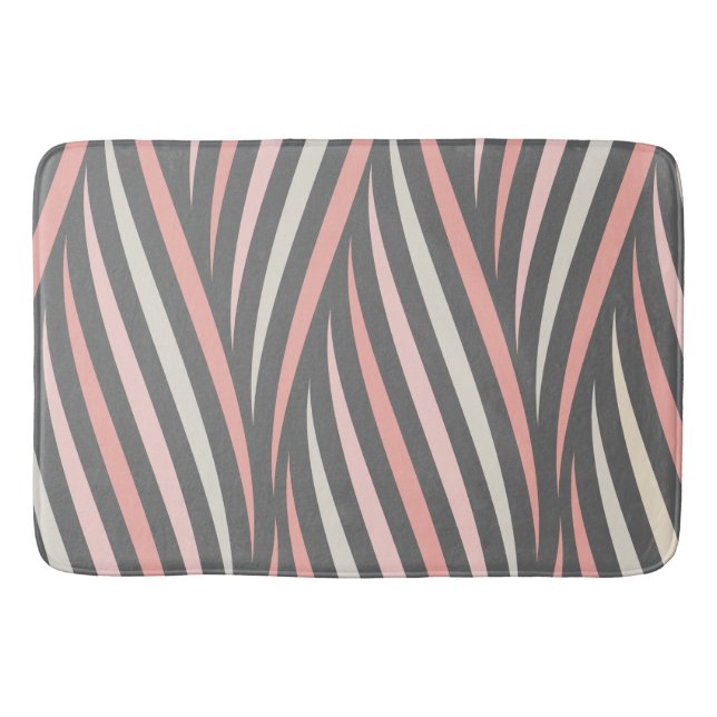 Modern Chic Girly Pink Gray Abstract Pattern Bath Mat (Front)