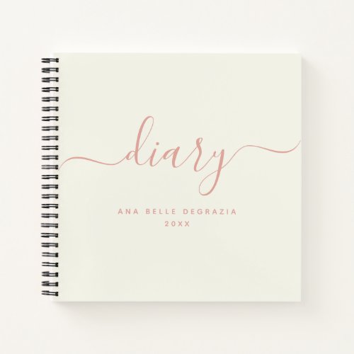 Modern Chic Girly Trendy Script Personal Diary Notebook