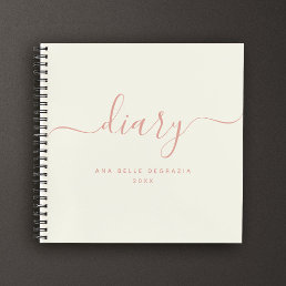 Modern Chic Girly Trendy Script Personal Diary Notebook