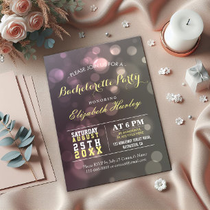 Modern Chic Glitter Bokeh Bachelorette Party Invitation