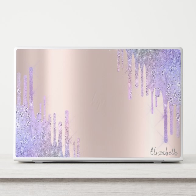 Modern Chic Glitter Drips Rose Gold  HP Laptop Skin (Front)