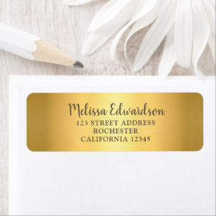 Modern chic glitter gold script return address label