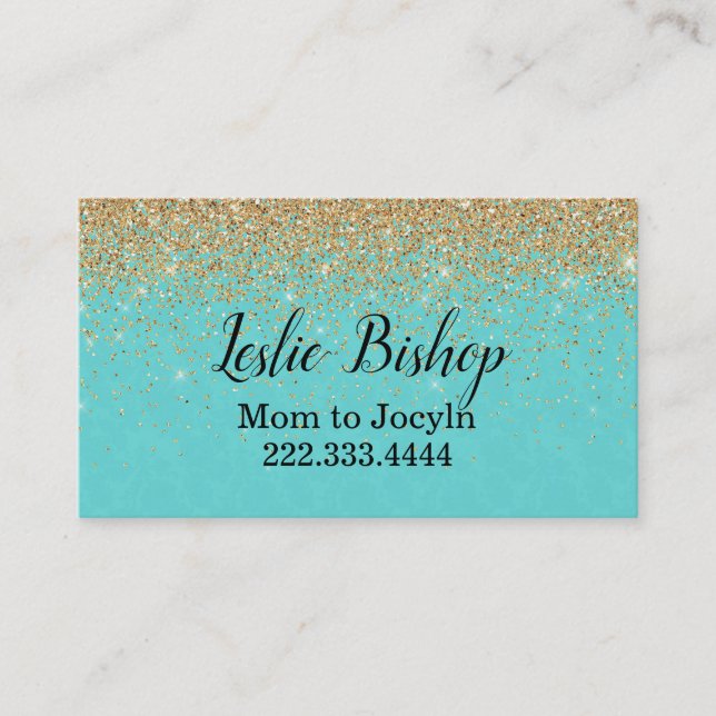 Modern Chic Gold and Turquoise Mommy Card (Front)