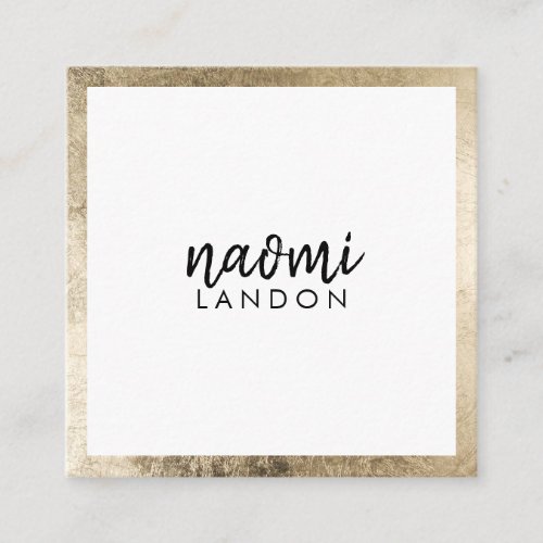 Modern chic gold and white color block minimalist square business card