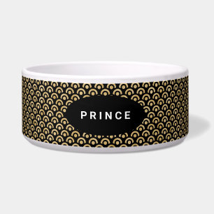 Modern Chic Gold Black Pattern Dog Bowl