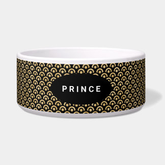 Modern Chic Gold Black Pattern Dog Bowl