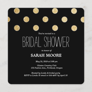 Modern Chic Gold & Black Shower or Dinner Party Invitation