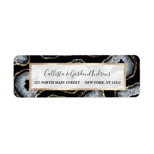 Modern Chic Gold Black White Agate Geode Stones Label