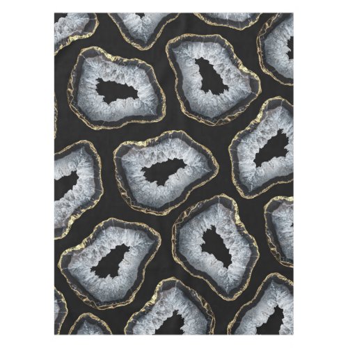 Modern Chic Gold Black White Agate Geode Stones Tablecloth