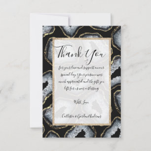 Modern Chic Gold Black White Agate Geode Stones Thank You Card
