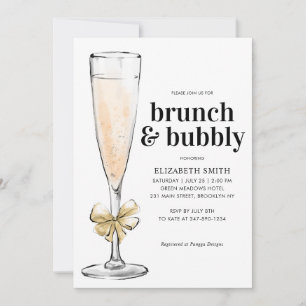 Modern Chic Gold Brunch and Bubbly Bridal Shower Invitation