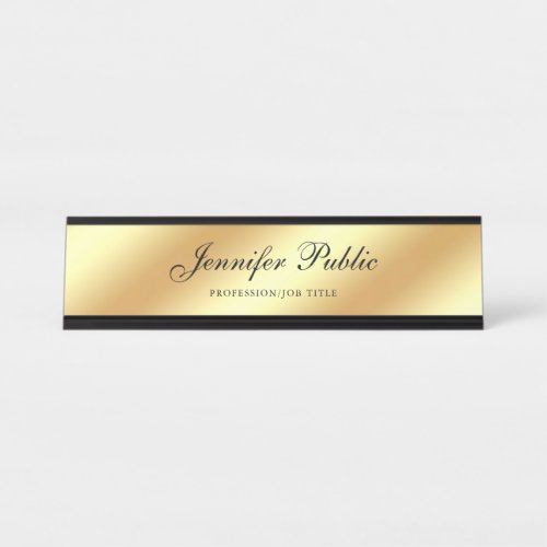 Modern Chic Gold Calligraphy Hand Script Template Desk Name Plate