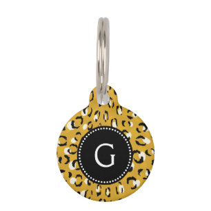 Modern chic gold cheetah print pattern monogram pet name tag