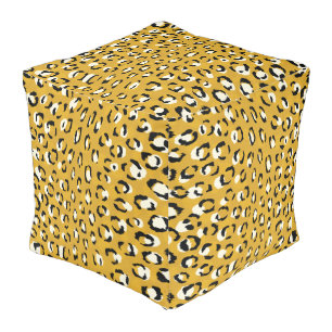 Modern chic gold cheetah print pattern monogram pouf