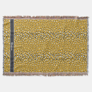 Modern chic gold cheetah print pattern monogram throw blanket