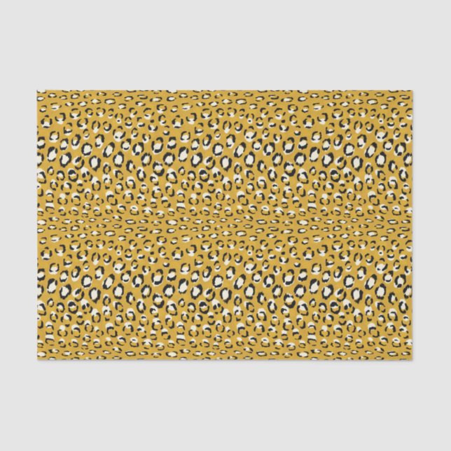 Modern chic gold cheetah print pattern monogram tissue paper (Front)