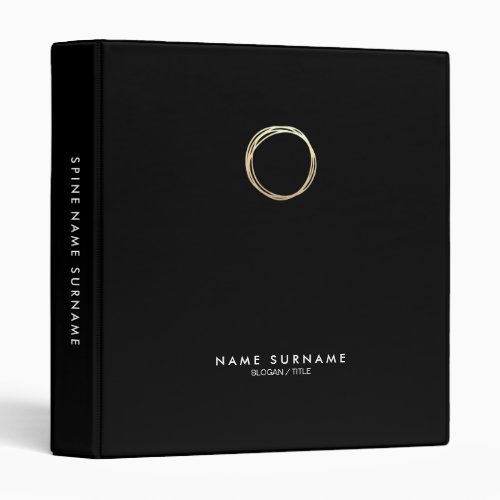 Modern Chic Gold Circle Logo Black Minimalist 1 3 Ring Binder