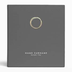 Modern Chic Gold Circle Logo Gray Minimalist 1" 3 Ring Binder