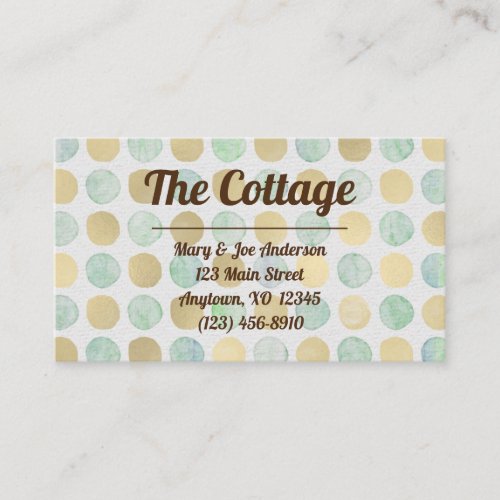 Modern Chic Gold Dots Guest House Vacation Rental Business Card