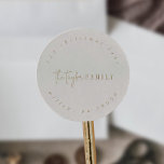 Modern Chic | Gold Family Circular Return Address Classic Round Sticker<br><div class="desc">These modern chic gold family circular return address stickers are perfect for a stylish holiday card or invitation envelope. This simple boho design features classic sophisticated calligraphy in vintage gold and cream.</div>