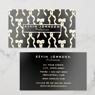 Modern Chic Gold Foil Luxury Metallic Bows Business Cards