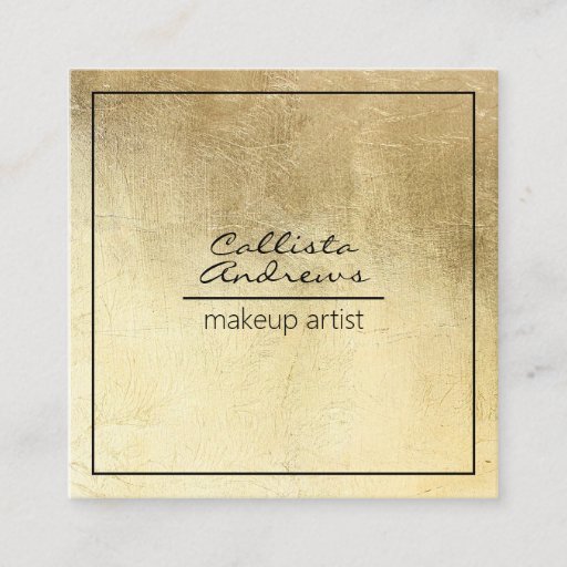 Customizable Modern Chic Gold Foil Makeup Artist Square Business Card