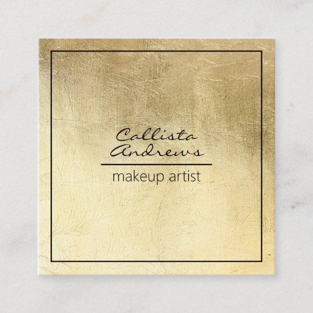 Modern Chic Gold Foil Makeup Artist Square Business Card (Front)