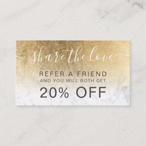 Modern chic gold foil marble ombre professional referral card