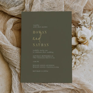 Modern Chic Gold Foil Olive Green Casual Wedding Invitation