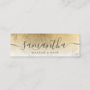 Modern chic gold foil ombre marble makeup hair mini business card