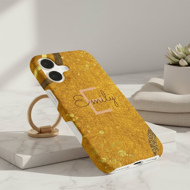 Modern Chic Gold Glitter Abstract Pattern Stylish iPhone Case (Creator Uploaded)