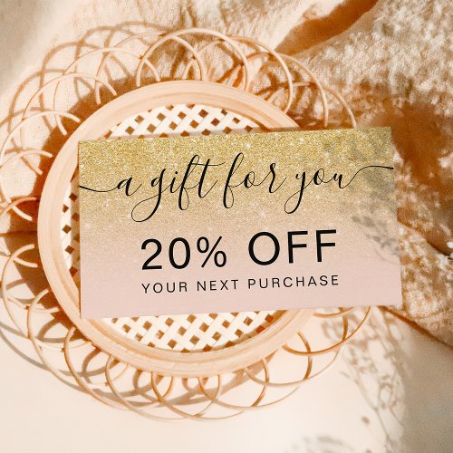 Modern chic gold glitter blush ombre professional discount card