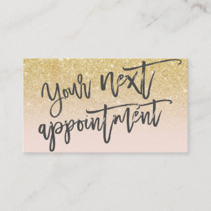 Modern chic gold glitter blush script typography appointment card
