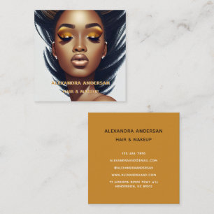 Modern Chic Gold Glitter Eyelash Hair Makeup Salon Square Business Card