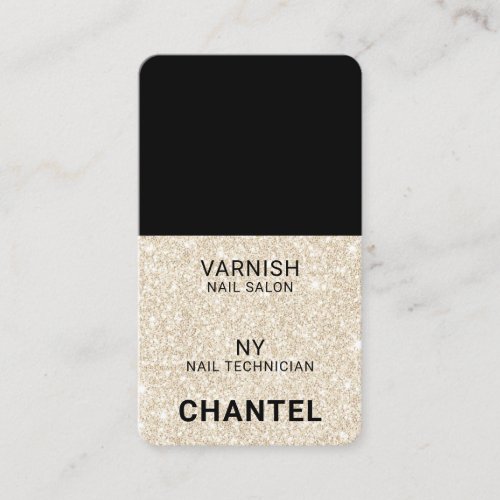 Modern chic gold glitter glam stylish nail polish business card