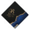 Modern Chic Gold Glitter Navy Blue Agate Monogram 