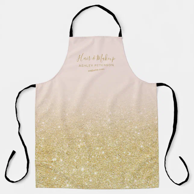 Modern chic gold glitter ombre blush pink makeup apron | Zazzle