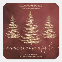 Modern Chic Gold Glitter Pine Christmas Candle