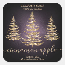 Modern Chic Gold Glitter Pine Christmas Candle