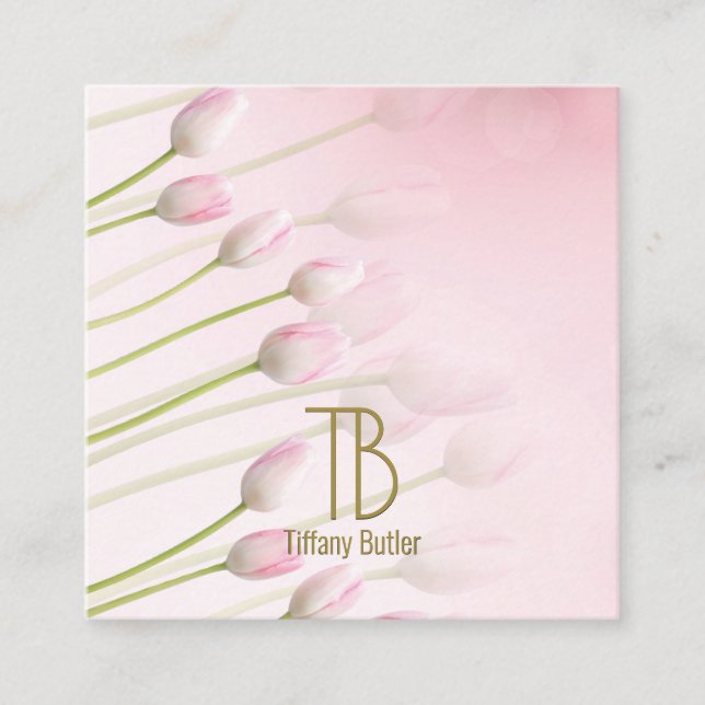 Modern Chic Gold Monogram Luxury  Square Business Card (Front)