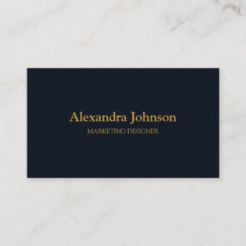 Modern Chic Gold Navy Blue Minimalist Professional Business Card by sunbuds at Zazzle